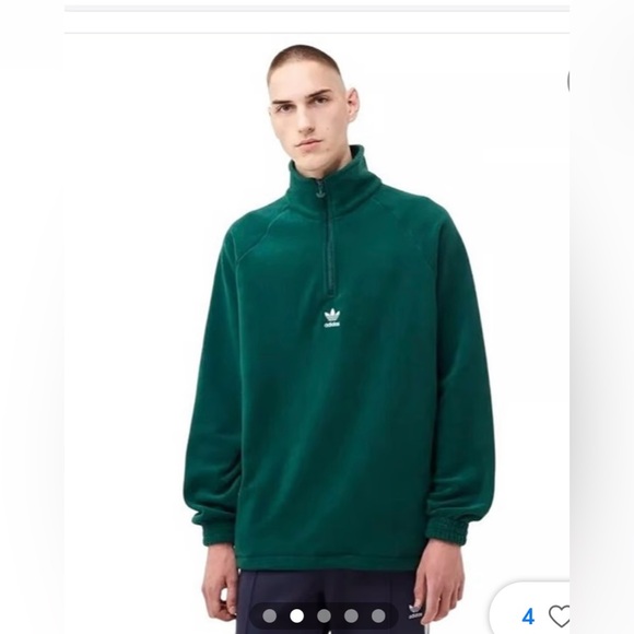 Adidas originals green quarter-zip fleece - Picture 2 of 6